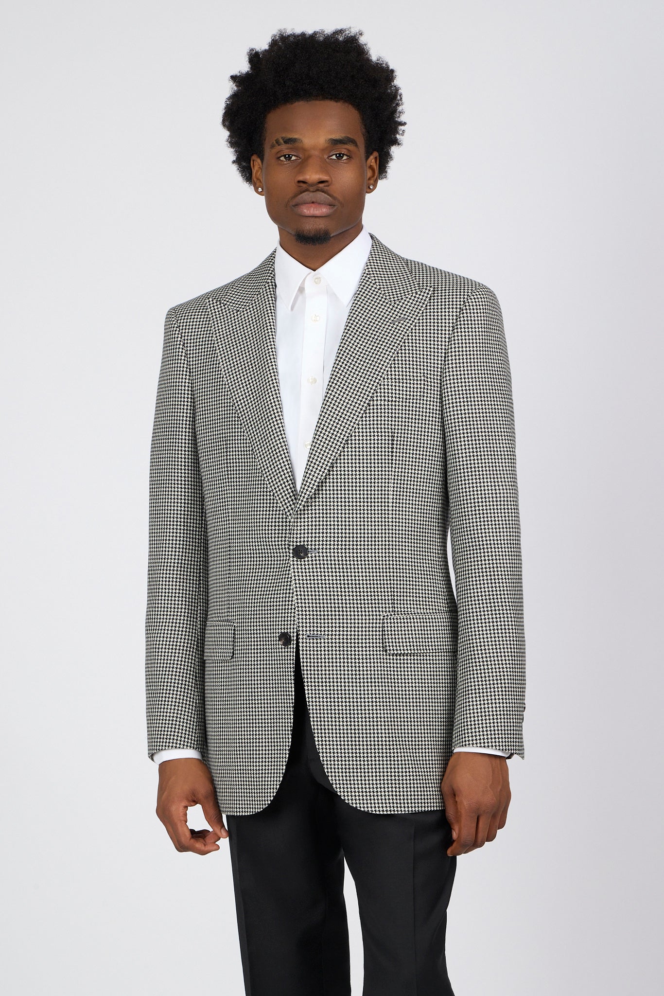 PM Dinner Jacket & Classic Pant – Black & White Houndstooth, Tailored Wool, Peak Lapel