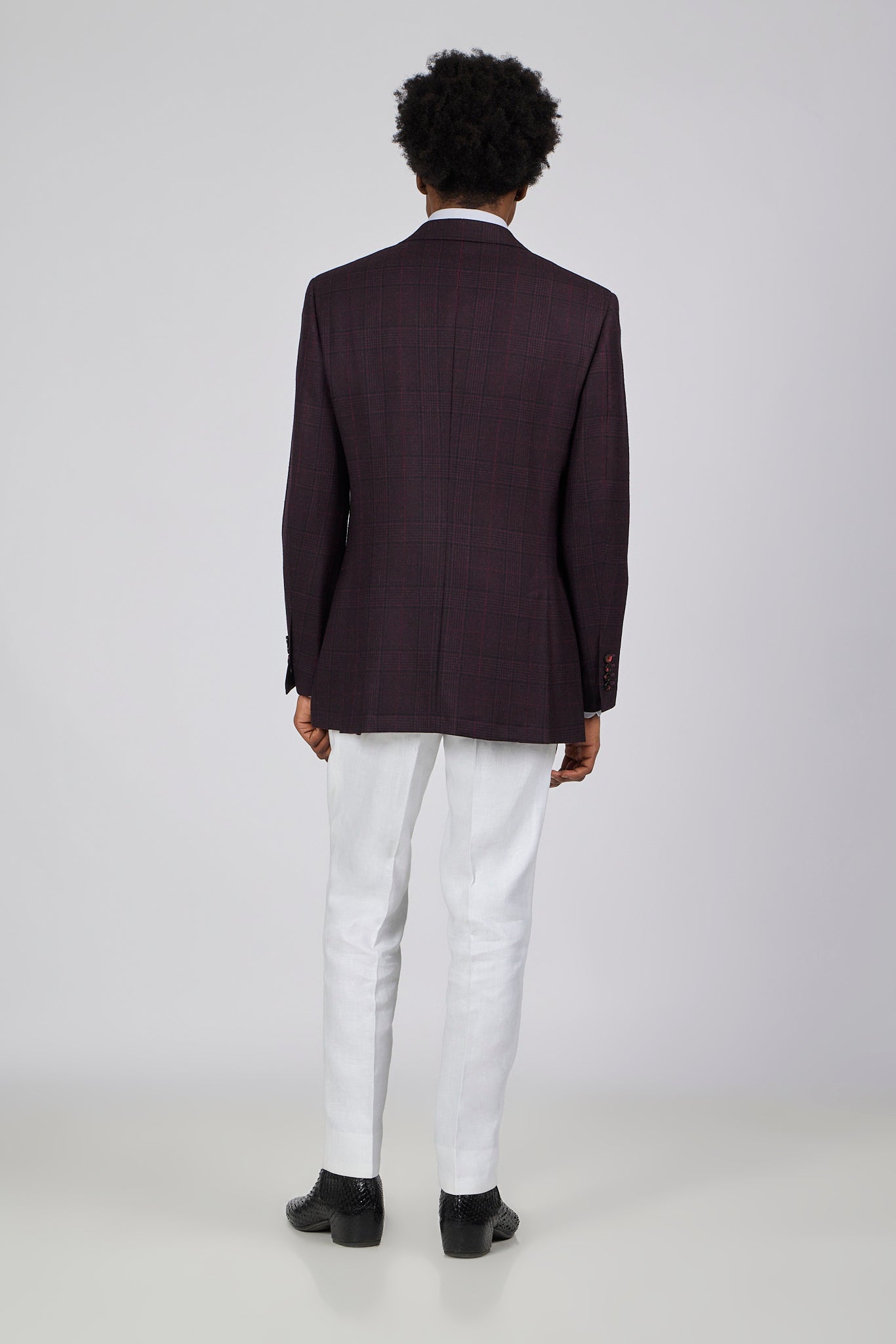 PM Burgundy Check Marino Wool Sport Jacket
