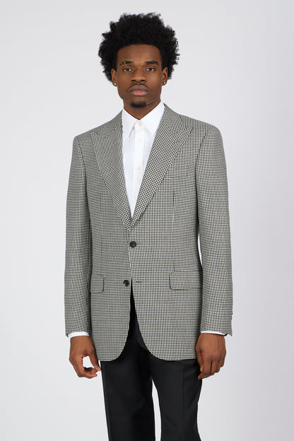 PM Dinner Jacket & Classic Pant – Black & White Houndstooth, Tailored Wool, Peak Lapel