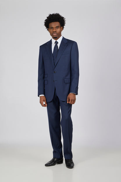PM Herringbone SB Suit - Elegant Navy in Super 150 Wool