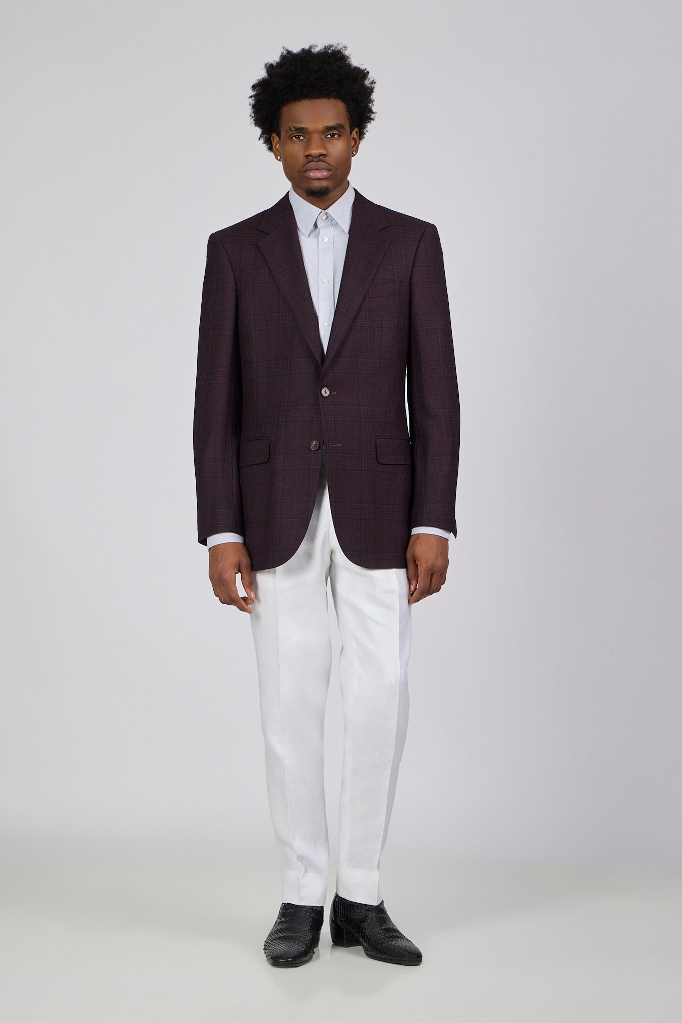 PM Burgundy Check Marino Wool Sport Jacket