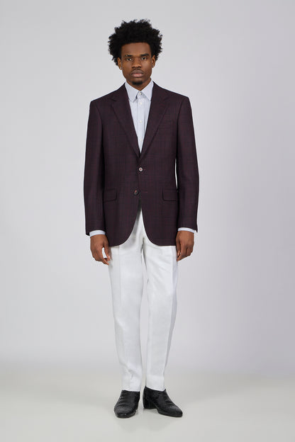 PM Burgundy Check Marino Wool Sport Jacket