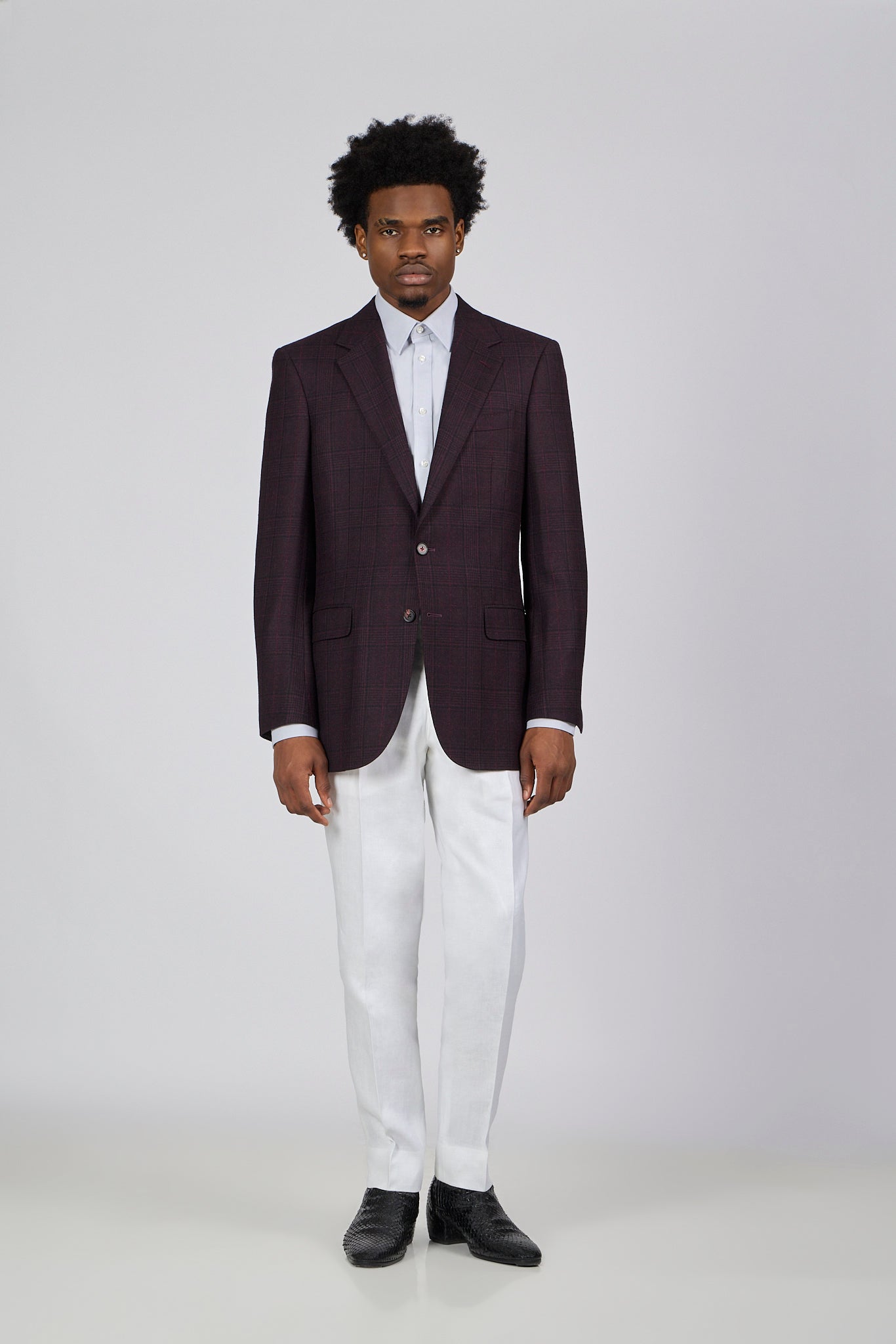 PM Burgundy Check Marino Wool Sport Jacket