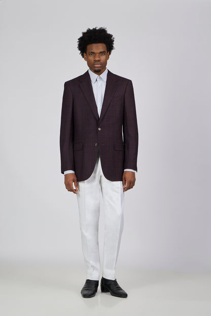 PM Burgundy Check Marino Wool Sport Jacket