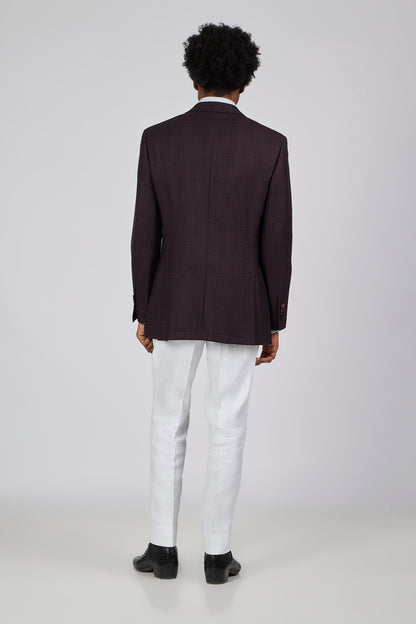 PM Burgundy Check Marino Wool Sport Jacket